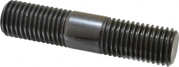 Jergens - 7/8-9 4" OAL Equal Double Threaded Stud - Alloy Steel, Black Oxide Finish, 1-13/32" Equal Thread Length - Exact Tooling