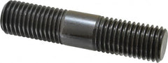 Jergens - 7/8-9 4" OAL Equal Double Threaded Stud - Alloy Steel, Black Oxide Finish, 1-13/32" Equal Thread Length - Exact Tooling