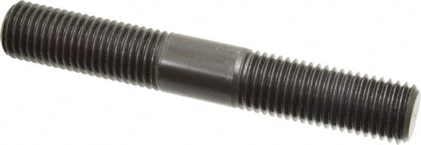 Jergens - 7/8-9 6" OAL Equal Double Threaded Stud - Alloy Steel, Black Oxide Finish, 2-1/4" Equal Thread Length - Exact Tooling