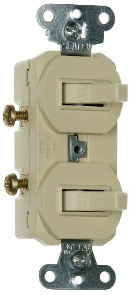 Pass & Seymour - 1 Pole, 120/277 VAC, 15 Amp, Flush Mounted, Self Grounding, Tamper Resistant Duplex Switch - NonNEMA Configuration, 2 Switch, Side Wiring, UL Listed 20 Standard - Exact Tooling