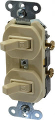 Pass & Seymour - 1 Pole, 120/277 VAC, 20 Amp, Flush Mounted, Ungrounded, Tamper Resistant Duplex Switch - NonNEMA Configuration, 2 Switch, Side Wiring, UL Listed 20 Standard - Exact Tooling