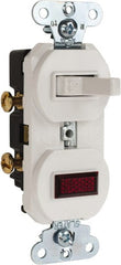 Pass & Seymour - 1 Pole, 120/125 VAC, 15 Amp, Flush Mounted, Ungrounded, Tamper Resistant Combination Switch with Pilot Light - NonNEMA Configuration, 1 Switch, Side Wiring, UL Listed 20 498 Standard - Exact Tooling