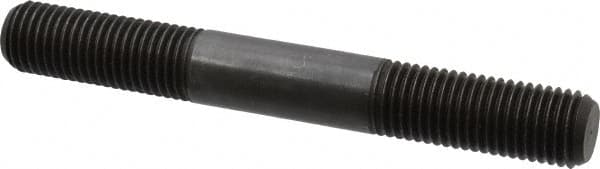 Jergens - 1-8 8" OAL Equal Double Threaded Stud - Alloy Steel, Black Oxide Finish, 2-1/2" Equal Thread Length - Exact Tooling