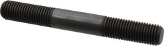 Jergens - 1-8 8" OAL Equal Double Threaded Stud - Alloy Steel, Black Oxide Finish, 2-1/2" Equal Thread Length - Exact Tooling