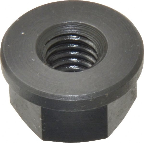 Jergens - 3/8-16, 7/8" Flange Diam, 1/2" High, 11/16" Across Flats, Flange Nut - Grade Low Carbon Steel Steel, Black Oxide Finish, 1/8" Flange Height, TCMA - Exact Tooling