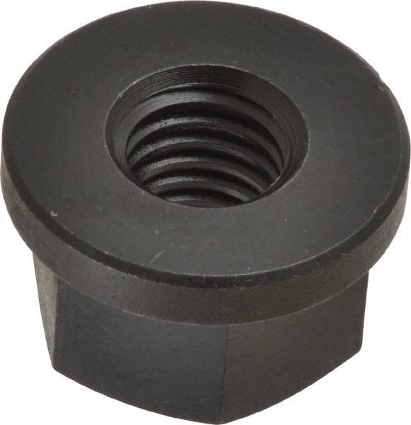 Jergens - 1/2-13, 1-1/8" Flange Diam, 11/16" High, 7/8" Across Flats, Flange Nut - Grade Low Carbon Steel Steel, Black Oxide Finish, 5/32" Flange Height, TCMA - Exact Tooling