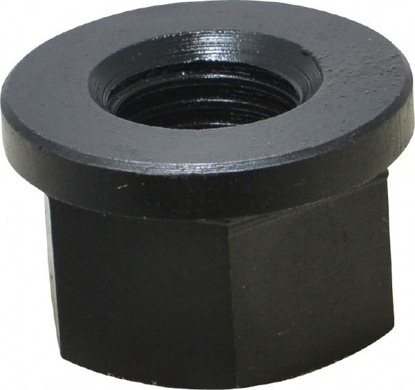 Jergens - 7/8-9, 1-3/4" Flange Diam, 1-1/8" High, 1-7/16" Across Flats, Flange Nut - Grade Low Carbon Steel Steel, Black Oxide Finish, 1/4" Flange Height, TCMA - Exact Tooling