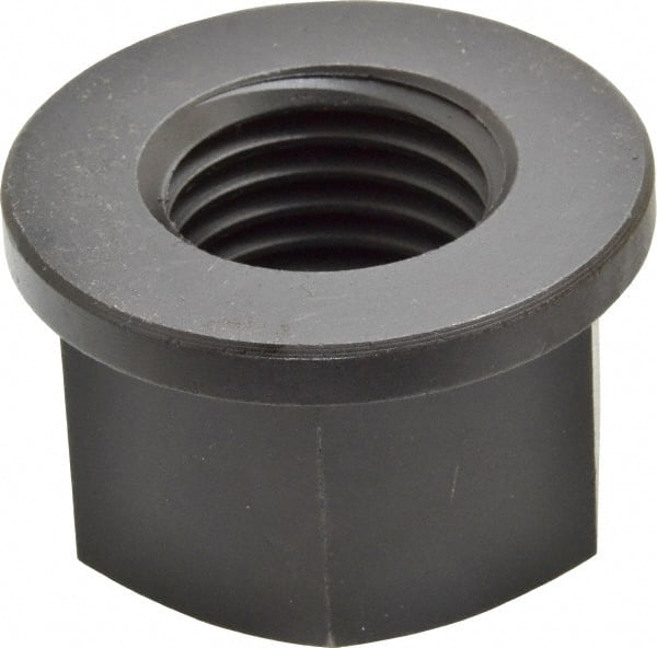 Jergens - 1-1/4 - 7, 2-1/4" Flange Diam, 1-3/8" High, 1-13/16" Across Flats, Flange Nut - Grade Low Carbon Steel Steel, Black Oxide Finish, 1/4" Flange Height, TCMA - Exact Tooling