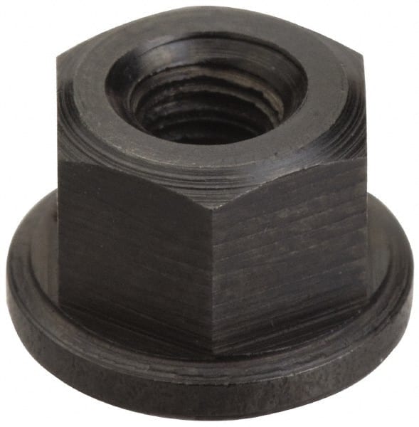 Jergens - 3/4-10 Steel Black Oxide Spherical Flange Nut - 3/4" High, 1-5/8" Diam x 1/4" High Flange, 2-1/2" Radius - Exact Tooling