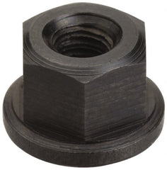 Gibraltar - 1/4-20 Steel Black Oxide Spherical Flange Nut - Grade 12L14, 5/16" High, 5/8" Diam x 3/32" High Flange, 3/4" Radius - Exact Tooling