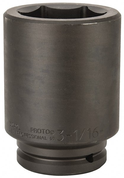 Proto - 1-1/2" Drive 3-1/16" Deep Impact Socket - 6 Points, 6-3/8" OAL - Exact Tooling
