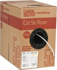 Made in USA - Cat5e, 24 AWG, 4 Wires, Unshielded Network & Ethernet Cable - White, Polyolefin, 1,000' OAL - Exact Tooling