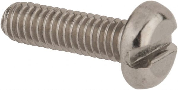 Value Collection - M4x0.70 Metric Coarse, 14mm Length Under Head Slotted Drive Machine Screw - Pan Head, Grade 18-8 & A2 Stainless Steel, Uncoated, Without Washer - Exact Tooling