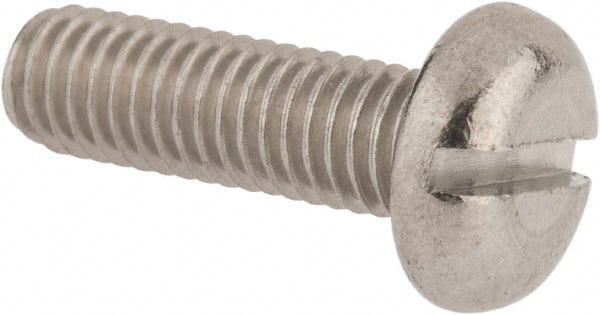 Value Collection - M5x0.80 Metric Coarse, 16mm Length Under Head Slotted Drive Machine Screw - Pan Head, Grade 18-8 & A2 Stainless Steel, Uncoated, Without Washer - Exact Tooling