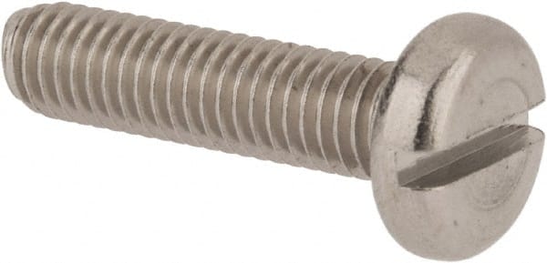 Value Collection - M5x0.80 Metric Coarse, 20mm Length Under Head Slotted Drive Machine Screw - Pan Head, Grade 18-8 & A2 Stainless Steel, Uncoated, Without Washer - Exact Tooling