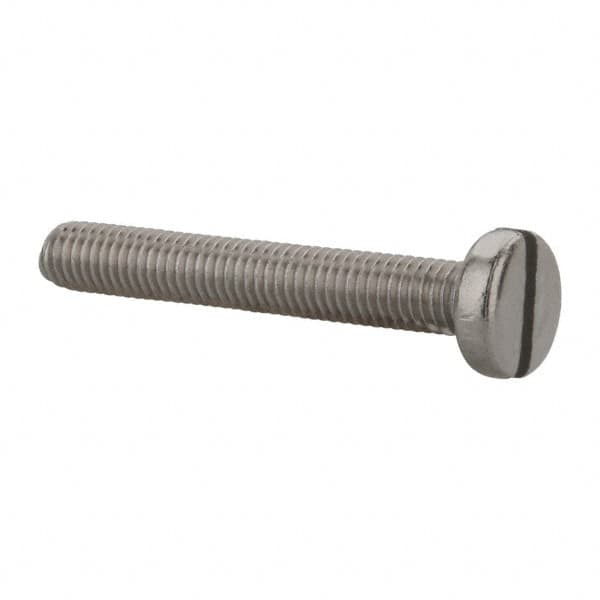 Value Collection - M5x0.80 Metric Coarse, 35mm Length Under Head Slotted Drive Machine Screw - Pan Head, Grade 18-8 & A2 Stainless Steel, Uncoated, Without Washer - Exact Tooling