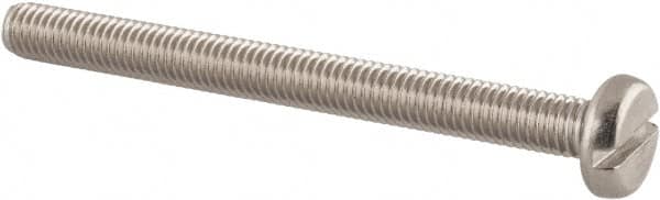 Value Collection - M5x0.80 Metric Coarse, 55mm Length Under Head Slotted Drive Machine Screw - Pan Head, Grade 18-8 & A2 Stainless Steel, Uncoated, Without Washer - Exact Tooling