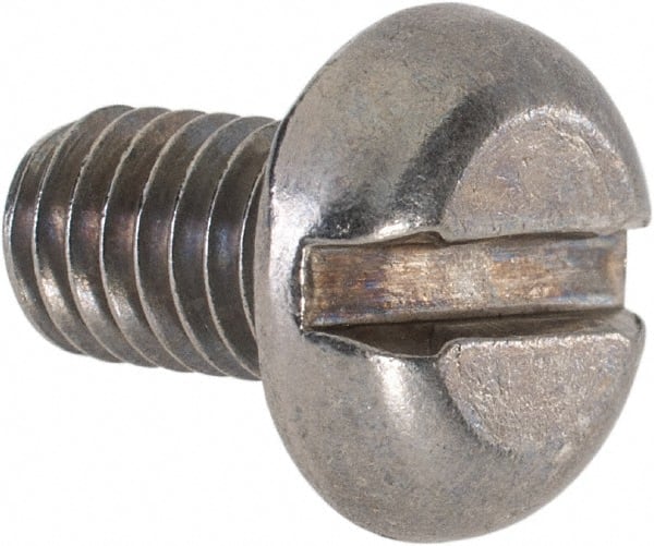 Value Collection - M6x1.00 Metric Coarse, 10mm Length Under Head Slotted Drive Machine Screw - Pan Head, Grade 18-8 & A2 Stainless Steel, Uncoated, Without Washer - Exact Tooling