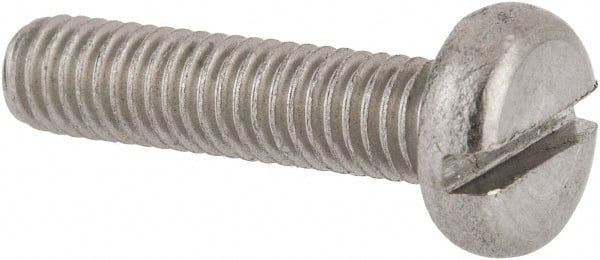 Value Collection - M6x1.00 Metric Coarse, 25mm Length Under Head Slotted Drive Machine Screw - Pan Head, Grade 18-8 & A2 Stainless Steel, Uncoated, Without Washer - Exact Tooling