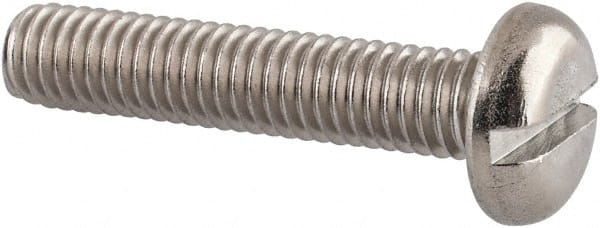 Value Collection - M6x1.00 Metric Coarse, 30mm Length Under Head Slotted Drive Machine Screw - Pan Head, Grade 18-8 & A2 Stainless Steel, Uncoated, Without Washer - Exact Tooling