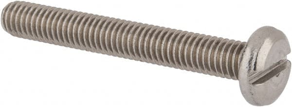 Value Collection - M6x1.00 Metric Coarse, 45mm Length Under Head Slotted Drive Machine Screw - Pan Head, Grade 18-8 & A2 Stainless Steel, Uncoated, Without Washer - Exact Tooling