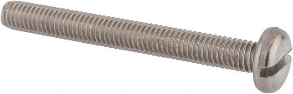 Value Collection - M6x1.00 Metric Coarse, 55mm Length Under Head Slotted Drive Machine Screw - Pan Head, Grade 18-8 & A2 Stainless Steel, Uncoated, Without Washer - Exact Tooling