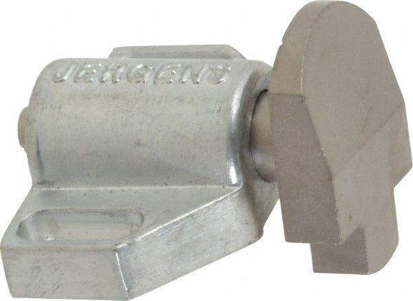 Jergens - 1-1/2" Body Width x 1" Body Len, 3/16" Stroke Len, 1-1/8" Btw Mt Hole Ctrs, Tang Square Spring Locating Stop - 14 Lb Mid End Force, 7/8" Stop Head Width x 1-1/8" Stop Head Height - Exact Tooling