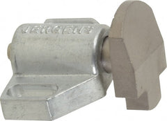 Jergens - 1-1/2" Body Width x 1" Body Len, 3/16" Stroke Len, 1-1/8" Btw Mt Hole Ctrs, Tang Square Spring Locating Stop - 14 Lb Mid End Force, 7/8" Stop Head Width x 1-1/8" Stop Head Height - Exact Tooling