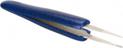 Aven - 4-3/4" OAL 2A-SA Ergonomic Cushion Grip Tweezers - Straight, Flat Tips - Exact Tooling