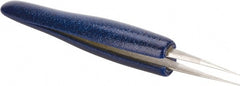 Aven - 4-1/4" OAL 3C-SA Ergonomic Cushion Grip Tweezers - Straight, Pointed, Sharp Tips - Exact Tooling