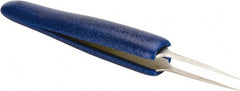 Aven - 4-1/4" OAL 5-SA Ergonomic Cushion Grip Tweezers - Straight, Pointed, Super-Fine Tips - Exact Tooling
