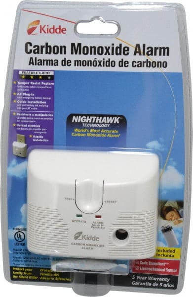 Kidde - Smoke & Carbon Monoxide (CO) Alarms; Alarm Type: Carbon Monoxide Alarm ; Power Source: Plug-In ; Sensor Type: Electrochemical ; Mount Type: Wall ; Interconnectable: Non-Interconnectable ; Decibel Rating (dB): 85.00 - Exact Tooling