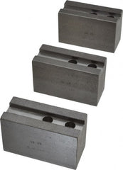 H & R Manufacturing - 1.5mm x 60° Serrated Attachment, Square Soft Lathe Chuck Jaw - 3 Jaws, Steel, 1.181" Btw Mount Hole Ctrs, 4" Long x 1-3/4" Wide x 2-1/2" High, 0.63" Groove, 12mm Fastener - Exact Tooling