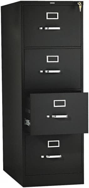 Hon - 15" Wide x 52" High x 26-1/2" Deep, 4 Drawer Vertical File with Lock - Steel, Black - Exact Tooling