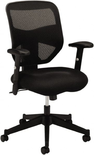 Basyx - 41-1/2" High High Back Chair - 29" Wide x 36" Deep, Padded Mesh Seat, Black - Exact Tooling