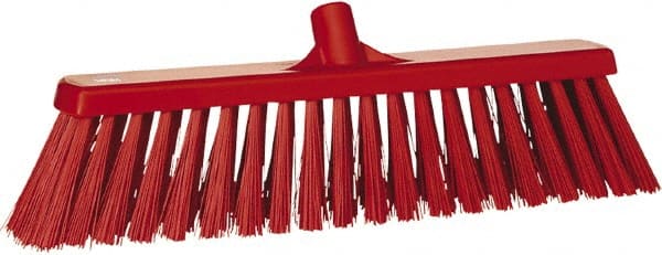 Vikan - 20" Heavy Duty Synthetic Push Broom - 4.3" Bristle Length, Plastic Block, European Threaded Handle Connection - Exact Tooling