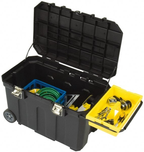 Stanley - Mobile Tool Chest - 30" Wide x 18-1/2" Deep x 19" High, Polypropylene Resin, Black - Exact Tooling