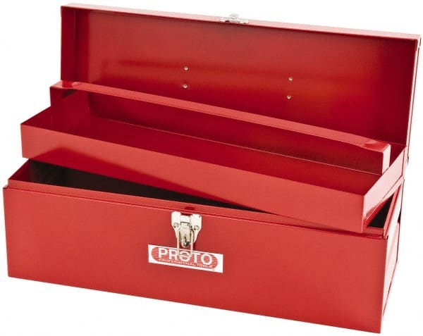 Proto - 1 Compartment 1 Tray Tool Box - 19-1/2" Wide x 7" Deep x 8" High, Steel, Red - Exact Tooling