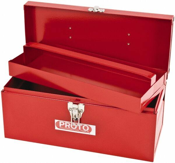 Proto - 1 Compartment 1 Tray Tool Box - 14" Wide x 6-1/2" Deep x 6" High, Steel, Red - Exact Tooling