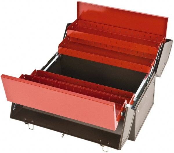 Proto - 1 Compartment 4 Tray Tool Box - 18" Wide x 14" Deep x 10" High, Steel, Black - Exact Tooling