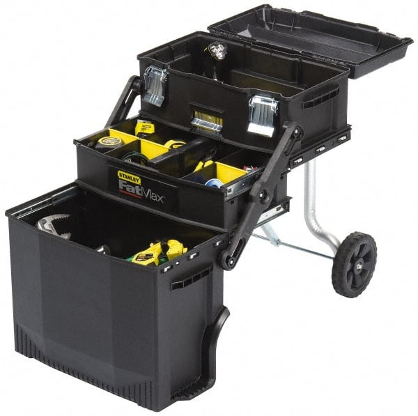 Stanley - 22 Lb Capacity 4-in-1 Mobile Workstation - 11.1111" Wide x 21-1/4" Deep x 28-2/3" High, Structural Foam, Black - Exact Tooling