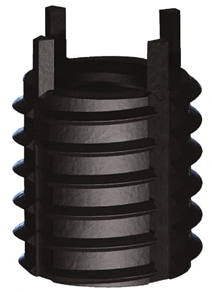 Jergens - 1/2-20 Internal, 7/8-14 External, UNF, 43/64" Insert Length, Extra Heavy Duty Keylocking Thread Inserts - Carbon Steel, Zinc Phosphate Finish, Grade C1215, 2B Internal Class of Fit, 2A External Class of Fit, Use Tool 215-064738 - Exact Tooling