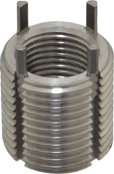 Jergens - 5/8-18 Internal, 7/8-14 External, UNF, 22mm Insert Length, Heavy Duty Keylocking Thread Inserts - Stainless Steel, Passivated Finish, Grade 303, 2B Internal Class of Fit, 2A External Class of Fit, Use Tool 215-064708 - Exact Tooling