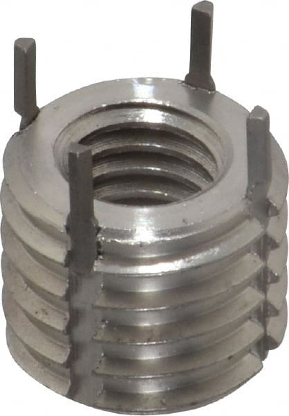 Jergens - 3/8-16 Internal, 5/8-11 External, UNC, 1/2" Insert Length, Extra Heavy Duty Keylocking Thread Inserts - Stainless Steel, Passivated Finish, Grade 303, 2B Internal Class of Fit, 2A External Class of Fit, Use Tool 215-064736 - Exact Tooling