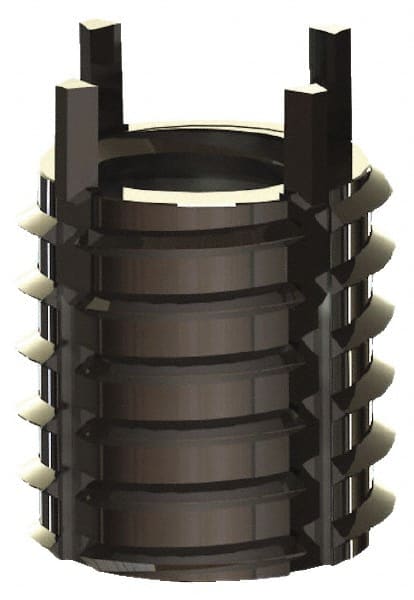 Jergens - 1-8 Internal, 1-1/2 - 12 External, UNC, 1-3/8" Insert Length, Extra Heavy Duty Keylocking Thread Inserts - Stainless Steel, Passivated Finish, Grade 303, 2B Internal Class of Fit, 2A External Class of Fit, Use Tool 215-064743 - Exact Tooling