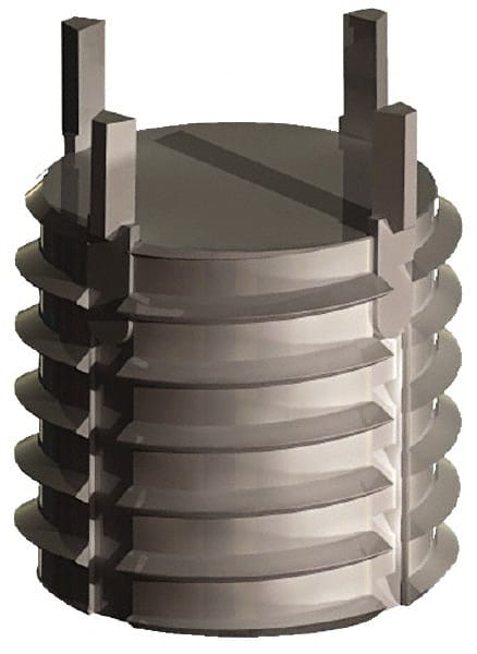 Jergens - 3/8-16 External, UNC, 7.8mm Insert Length, Solid Keylocking Thread Inserts - Stainless Steel, Passivated Finish, Grade 303, 2A External Class of Fit, Use Tool 215-064802 - Exact Tooling