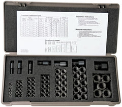 Jergens - 42 Inserts, M5x0.80 - M12x1.75 Internal Thread, M6x10, M8x1.25-M8x1.0, M10x1.5-M10x1.25, M12-1.75-M12x1.25 Metric Coarse, Metric Fine, Stainless Steel, Thread Repair Kit - 8, 10, 12, 14, 16" Insert Length, Includes Installation Tool - Exact Tooling