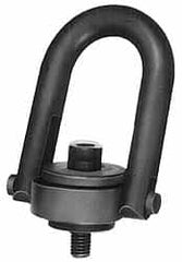 Jergens - 12,500 Lb Load Capacity Safety Engineered Center Pull Hoist Ring - M42 x 4.5 Thread, 68mm Thread Length, Alloy Steel, Black Oxide Finish - Exact Tooling