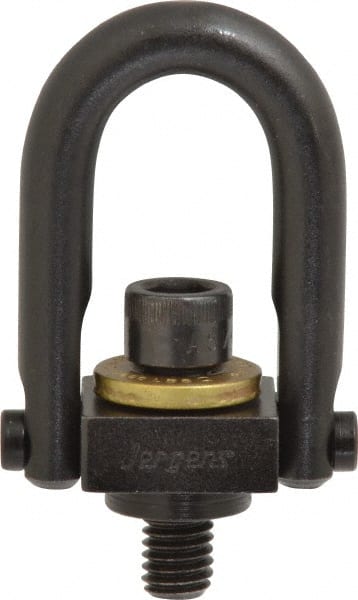 Jergens - 1,000 Lb Load Capacity Safety Engineered Center Pull Hoist Ring - 12 Ft/Lb Torque, 3/8 - 16 Thread, 4140 Alloy Steel, Black Oxide Finish - Exact Tooling