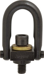 Jergens - 1,000 Lb Load Capacity Safety Engineered Center Pull Hoist Ring - 12 Ft/Lb Torque, 3/8 - 16 Thread, 4140 Alloy Steel, Black Oxide Finish - Exact Tooling